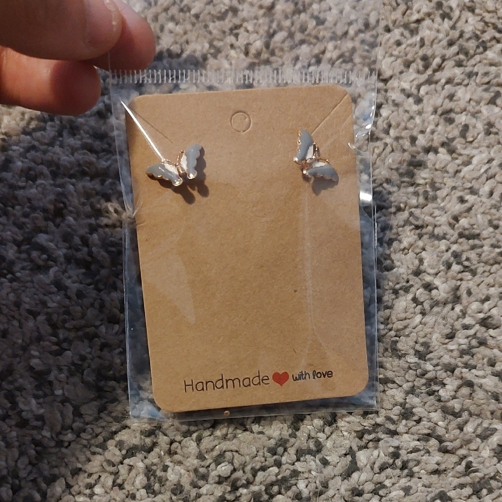 Gray Butterfly Stud Earrings